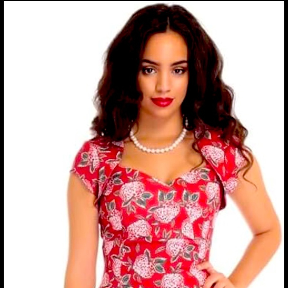 Collectif Vintage London XS Red Floral Dress